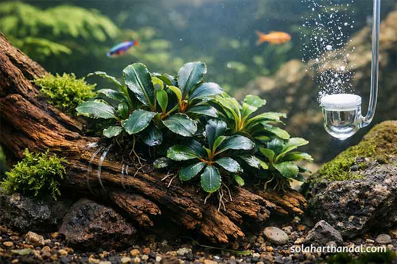 cara menanam buce di aquascape