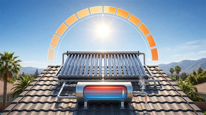 solar water heater berapa jam sampai air panas
